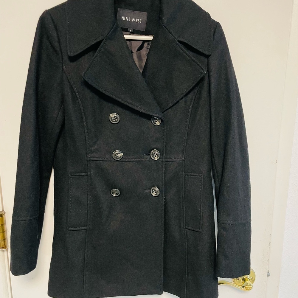 Nine West Black Double Breasted Peacoat Womens‎ Size 8 Jacket Coat